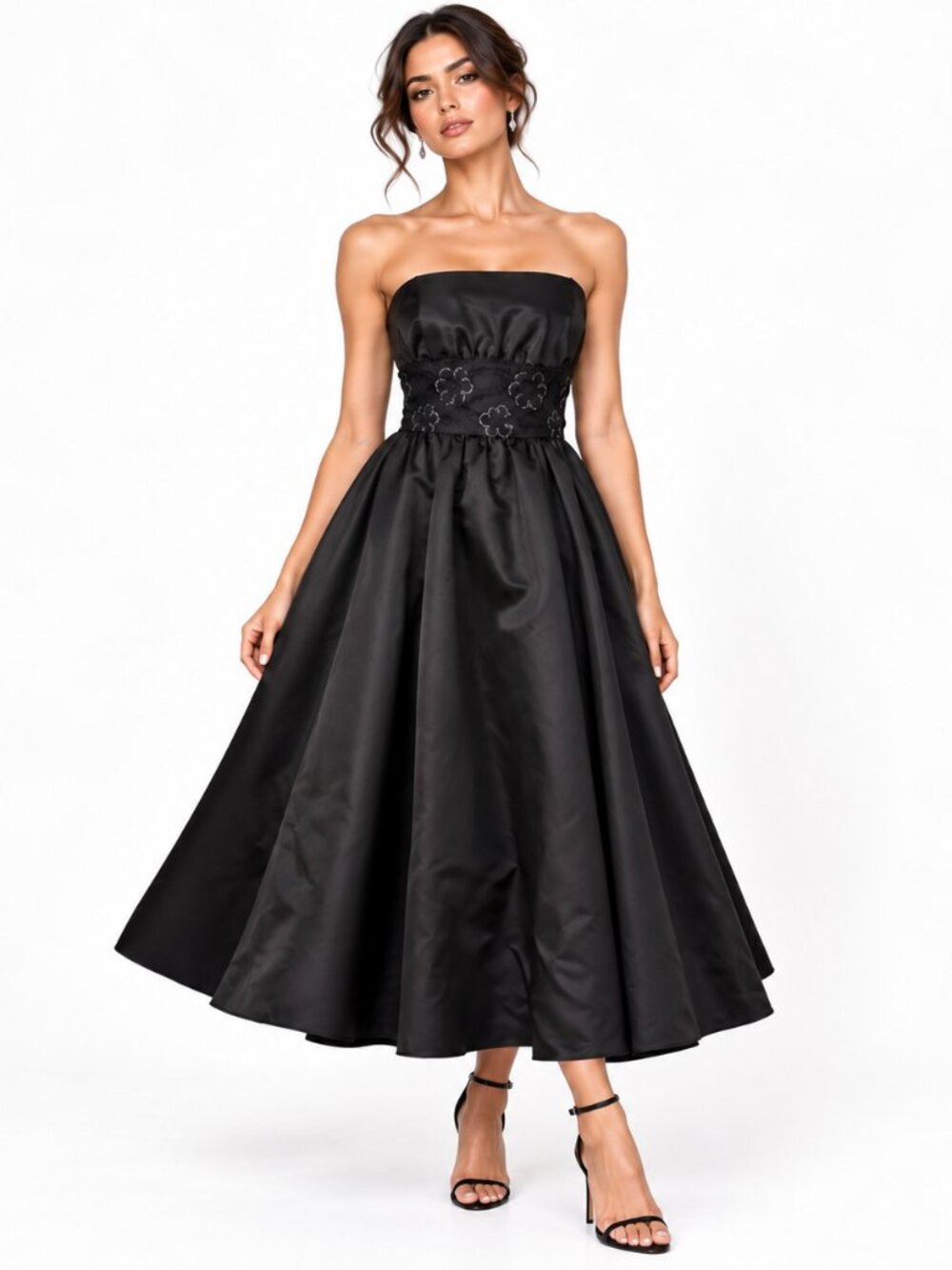 GUNNE SAX Satin Prom Dress Black Sz 7 Goth Vintage 80s